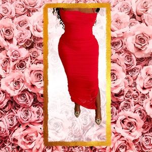 House of CB Fornarina long red dress
